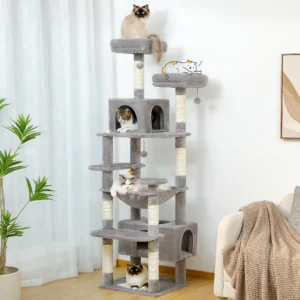 184cm Large Cat Tree and Tower for Indoor Cats With Sisal-Covered Scratching Posts Spacious Hammock Padded Perches and Condos
